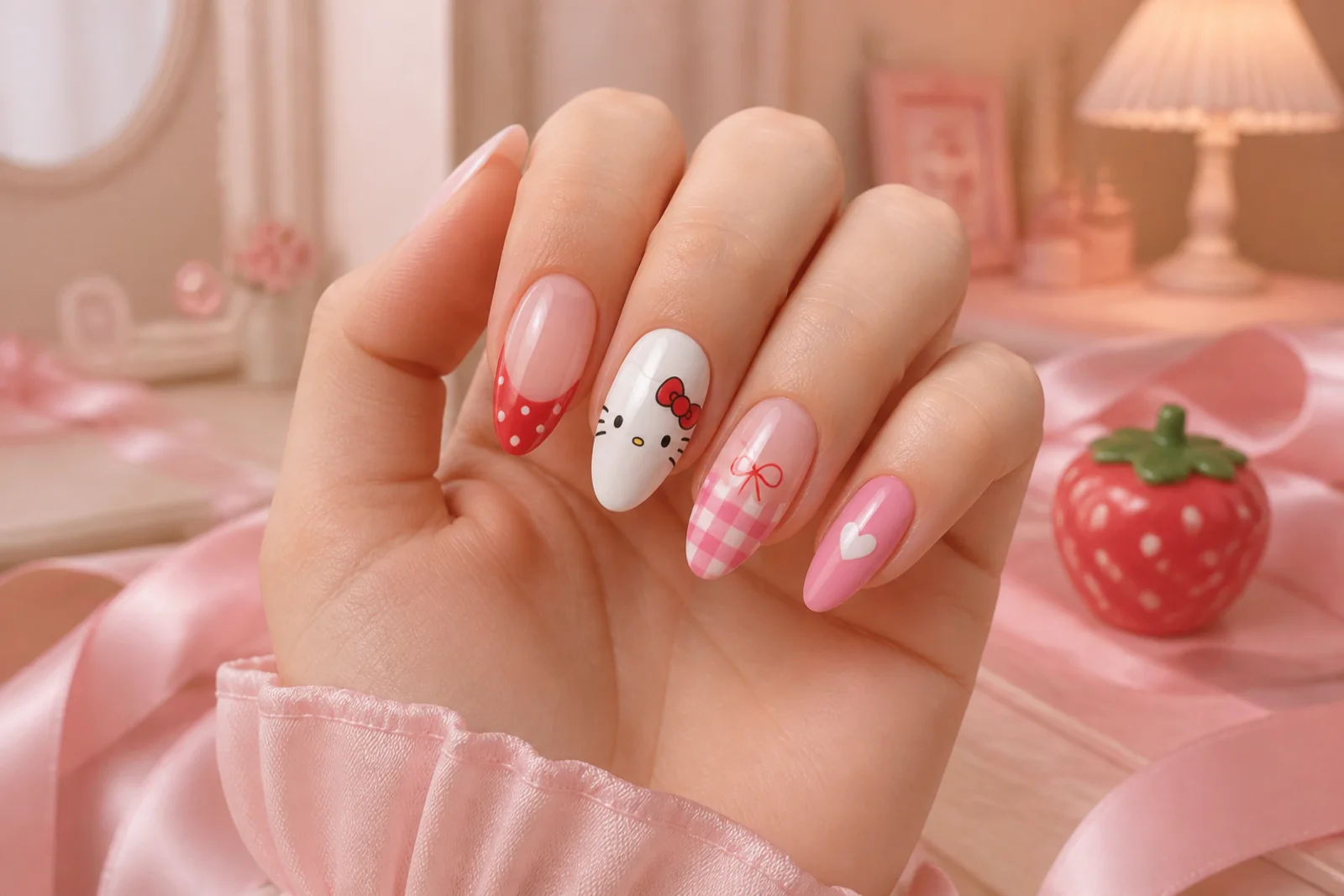 Маникюр Hello Kitty: 10 розовых идей от минимализма до coquette