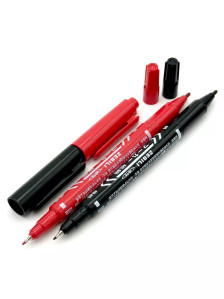 Двусторонний маркер Zebili Red-Black для эскиза тату