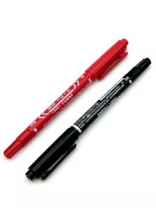 Двусторонний маркер Zebili Red-Black для эскиза тату