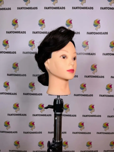 Манекен для причесок учебный парикмахерский, Брюнетка 55см