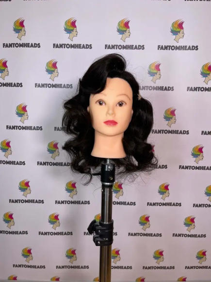 Манекен для причесок учебный парикмахерский, Брюнетка 55см