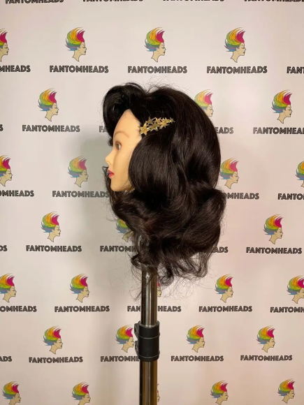 Манекен для причесок учебный парикмахерский, Брюнетка 55см