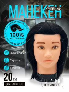 Мужской манекен PRONOGTI 77-2, натуральные волосы 20-25 см