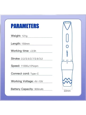 Машинка для перманентного макияжа DragonHawk Mast P60, ход 2,2–3,2 мм