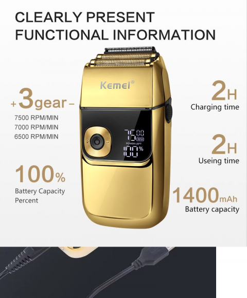 Электробритва с триммером беспроводная Kemei  Электробритва с триммером беспроводная Kemei